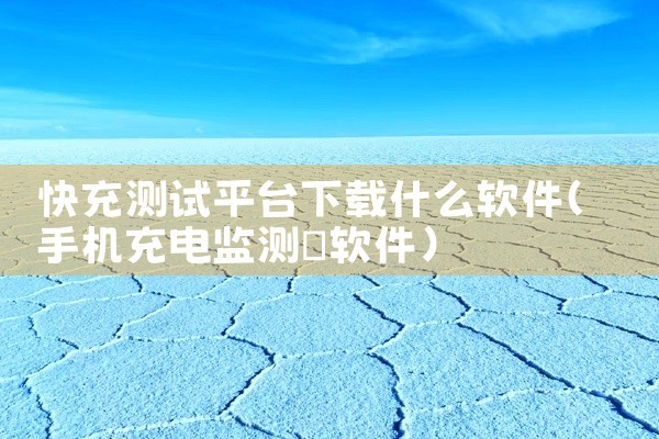 快充测试平台下载什么软件