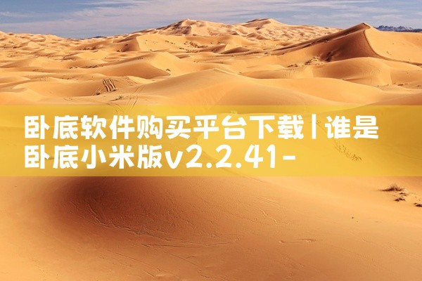 卧底软件购买平台下载