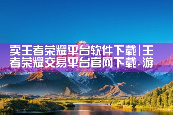 卖王者荣耀平台软件下载